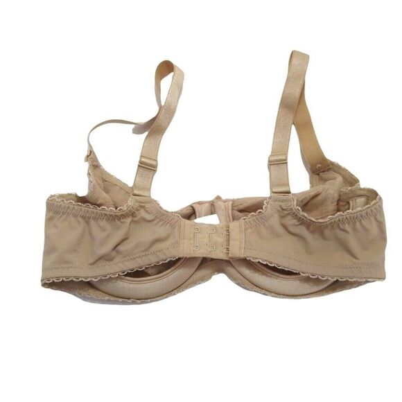 Glamorise 34C Bra Elegance Sheer Lace Full Coverage Wonderwire 9845 Beige - Picture 4 of 4
